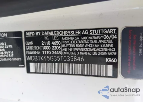 2005 Mercedes-Benz Clk 320 z USA, uszkodzony, nr VIN WDBTK65G35T035846